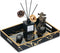 Hanobe Decorative Serving Tray Black: Imitation Marble Coffee Table Tray Decor with