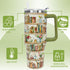 Nqhsionv 40oz Book Lovers Gifts Retro Bookshelf Tumbler Mothers Day Watercolor Flowers Bookworm Coffee Travel Mugs