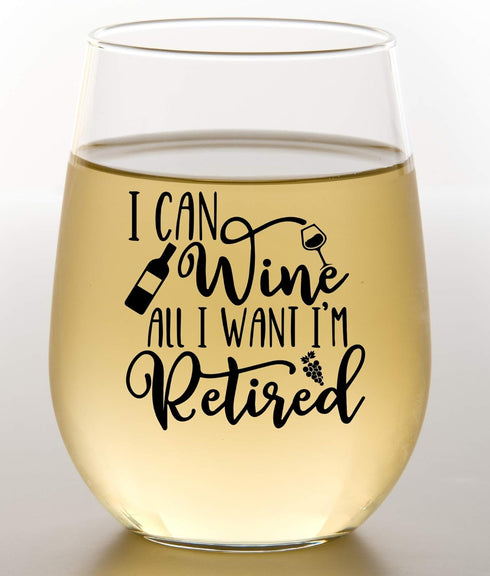 GLASSICLE Retirement Wine Glass - 15 Oz Scratch-Resistant Funny Glass - Unique Gifts for Women, Printed in the USA