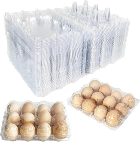YSJFNVUI 50-Pack of 12-Count Plastic Egg Cartons Bulk Clear Reusable Egg Containers Holds