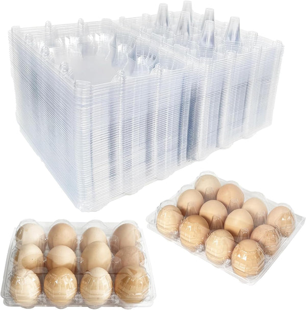 YSJFNVUI 50-Pack of 12-Count Plastic Egg Cartons Bulk Clear Reusable Egg Containers Holds