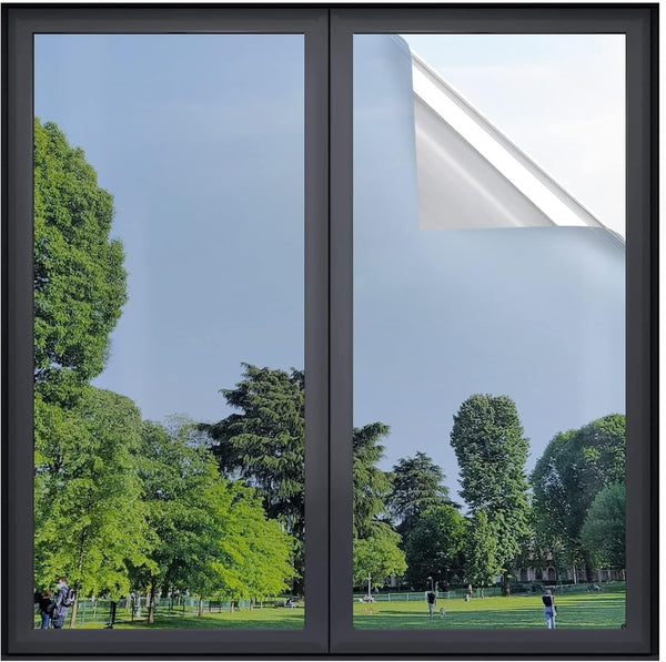 rabbitgoo Window Privacy Film One Way Tint, Static Cling Sun Blocking Anti-UV Glass Door Window Cover, 17.5 Inch X 6.5