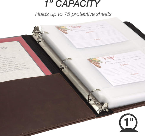 Samsill Recipe Binder: 8.5x11 3 Ring Recipe Book to Hold All Your Recipes, Family Recipe Binder in Brown Script
