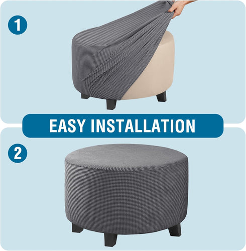 20" 23", H.VERSAILTEX Ottoman Cover Stretch Ottoman Slipcover Round Ottoman Storage Cover Folding Stool Covers