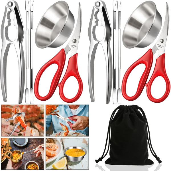 11 Pcs Crab Crackers and Tools, Seafood Tools Set, Crab Leg Cracker,