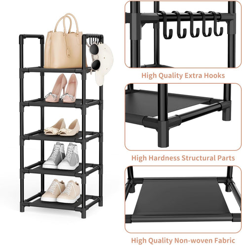 5 5-10 Closet, LANTEFUL Narrow Shoe Rack Tier Shoe Shelf Storage for Pairs Shoe and Boot, Sturdy Shoe Storage Space