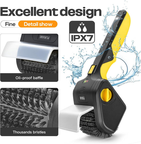360 8V 700r/min Battery Operated Grill Cleaner PURAMI Wireless Outdoor Rotating Electric Grill Brush, Rechargeable
