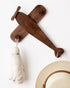 Vinoil Kids Coat Rack Wall Mount, Airplane-Shaped Wooden Wall Coat Hooks for Kids,