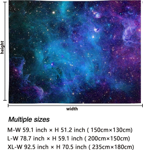 Lahasbja Galaxy Tapestry, Blue Starry Sky Universe Space Wall Hanging, Mysterious Nebula Stars Backdrop