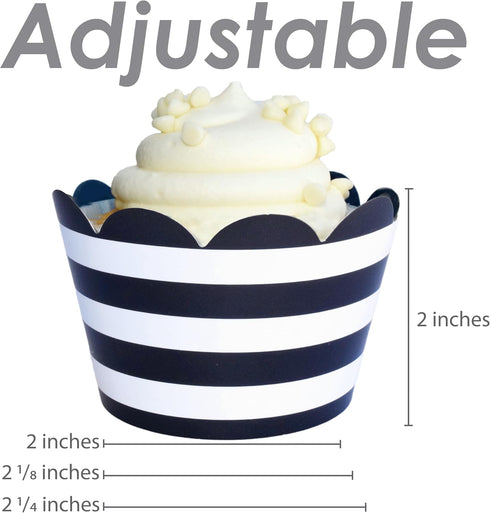 Navy Blue and Gold Cupcake Wrappers - Reversible Party Decoration Supplies, Sailor Theme, Nautical Baby Shower, Military Retirement, Police Birthday Party, Hanukkah, Graduation - 24 Count by Confetti Couture