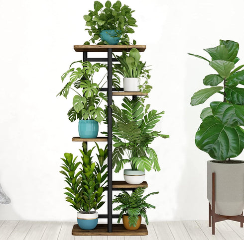 5 6 LINZINAR Plant Stand Tier Plant Multiple Flower Rack Holder Shelves Rack Storage Organizer Display Indoor Planter