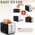 YIOU 2 Slice Stainless Steel Toaster with 1.5 Inch Extra Wide Slots, 6 Browning Settings, Removable Crumb Tray, Black