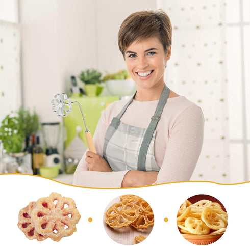 Flower Rosette Iron Waffle Molds: Creative Cookie Pastry Printing Gadget with Handle for Dessert Biscuit Waffle Baking