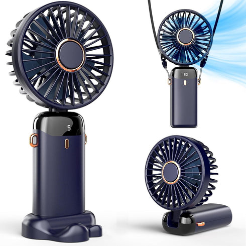 Koonie Portable Handheld Fan, Battery Operated with Base, 8 Hours, 5 Speeds