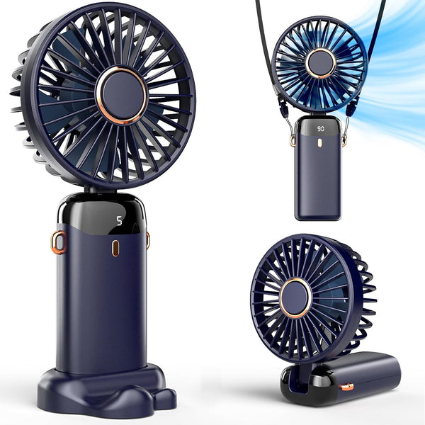 Koonie Portable Handheld Fan, Battery Operated with Base, 8 Hours, 5 Speeds