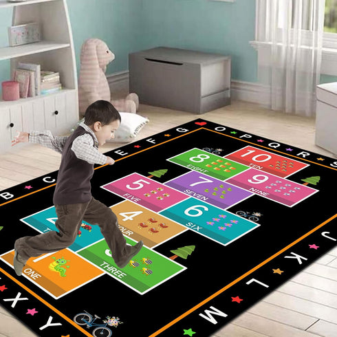 YLZLDKH Counting 31x47 Hopscotch Play Rug Carpet for Kids, ABC Alphabet Number Educational Rug, Children's Game Mat