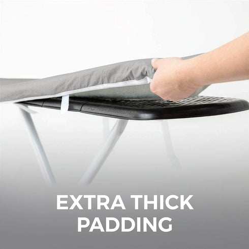 HOME GENIE Ironing Board Cover, Silicone Coating, Full Size Scorch Resistant Padding, Heavy Duty Silver Covers