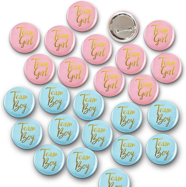 Gender Reveal Button Pins, 50 Pcs Team Boy Girl Button Pins for Baby Shower Party Favors