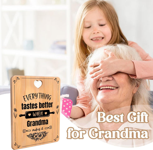Engraved Bamboo Cutting Board Gifts for Grandma, Touching Sayings, Birthday Gifts for Grandma