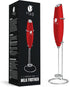 Bean Envy Red Milk Frother Handheld for Coffee, Electric Blender, Mini Drink Mixer Whisk & Coffee Foamer Wand