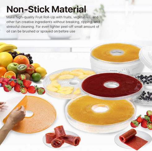 Flexzion Dehydrator Fruit Roll Trays, Round Nonstick Sheets (11 7/8 Inch), 2 Pack
