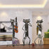 Too-arts A Playing Guitar Cat Metal Sculpture, Iron Statue Handwork Handicrafts, 3 Funny Design