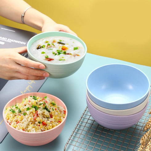 Wheat Straw Bowls Set of 5, 26 oz Large Unbreakable Bowls, Dishwasher & Microwave Safe
