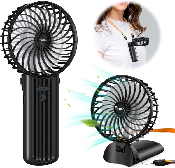 Mini Portable Handheld Fan with Lanyard - 4 Speed Personal Fan, 180 Degree Foldable Desk Fan for Travel Outdoor