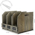 MyGift Vintage Gray Solid Wood Magazine Holder with 3 Compartments, Office Home Document Organizer