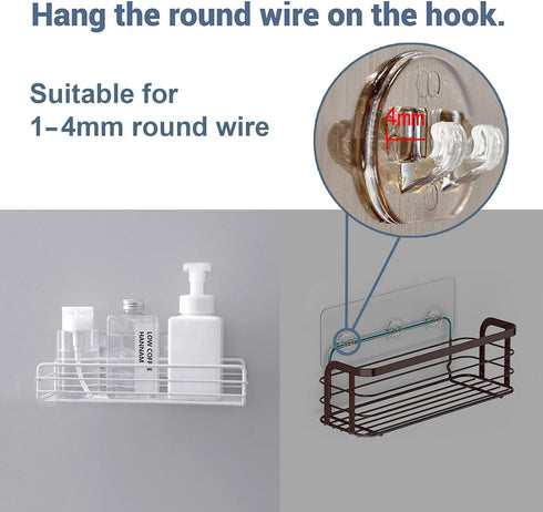 12 Pcs Shower Caddy Adhesive Hooks Replacement Storage Shelf Basket Strips Hook/No Drilling Strong Adhesive