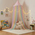 Rainbow Bed Canopy for Girls,Shiny Kids Princess Round Dome Bed Curtain with Star Moon Glitter,Kids Crib Canopy Play
