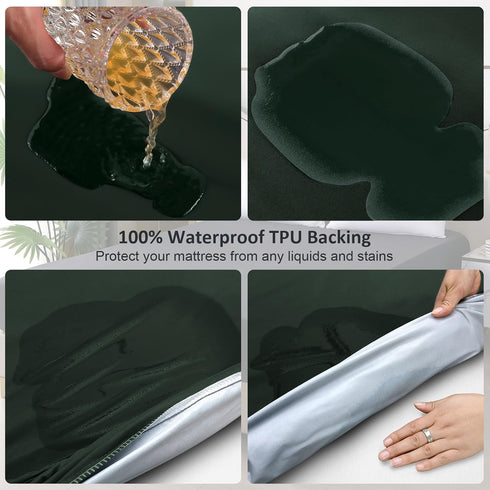 Queen Mattress Protector Waterproof, Fitted Sheet Style Breathable Cover with Deep Pocket Fits Up to 18'', Noiseless