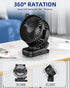 Portable Clip on Fan, Small Desk Fan Battery Operated, 360° Rotation, Cute Design, 3 Speed Mini Table Fan USB