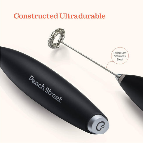 Powerful Handheld Milk Frother, Mini Foamer, Battery Operated (Not Included) Stainless Steel Mixer for Coffee, Lattes,