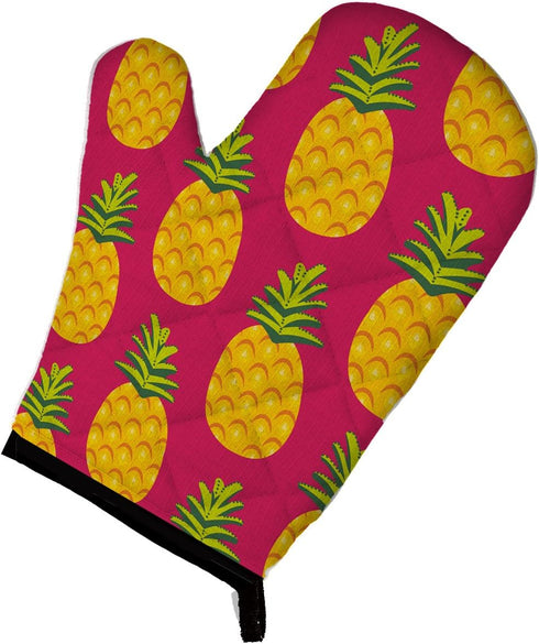 Caroline's Treasures BB5136OVMT Pineapples on Pink Heat Resistant Oven Mitt for Hot Pans, Kitchen Mitt, Cooking Baking