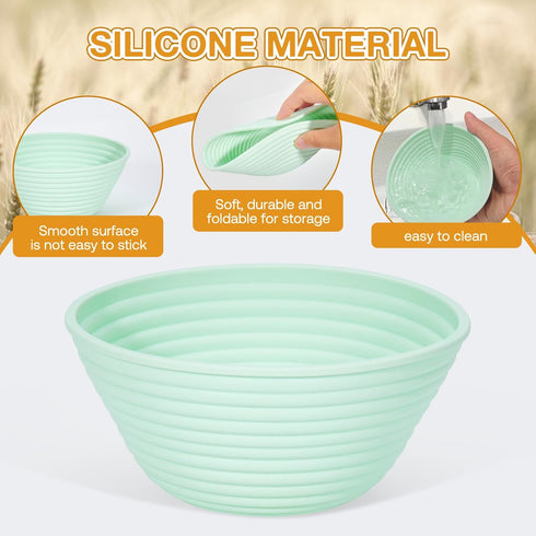 Silicone Banneton, Sourdough Bread Baskets (Set of 6, 5 Inch), Round Proofing Bread Bowls with Starter Kit, Bread Making Baking Supplies by Cecnamt
