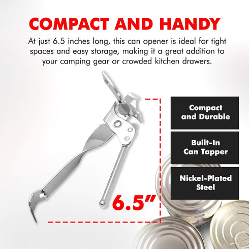 Chef Craft Select Can Opener with Tapper, 6.5 inches, Nickel Plated