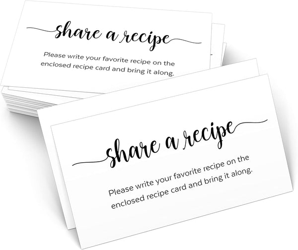 321Done Request a Recipe Card: Set of 50 Simple White Cards for Bridal Shower Game, Made in USA