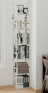 6 FIDUCIAL HOME Tiers Tall Narrow Bookshelf Book Shelf Skinny White Bookcase Thin Slim Book Rack Storage Organizer Easy