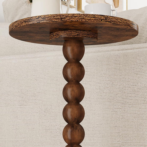 UTBT005F Round Side Table, Small Drink Table for Small Spaces, Pedestal End Table for Living Room, Modern Accent