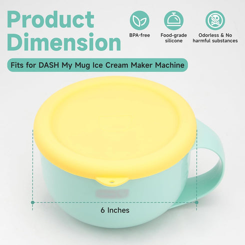 2PCs Silicone Lids for Dash My Mug Ice Cream Maker, Silicone Bowl Covers for Dash Ice Cream Maker Mug, Food Storage