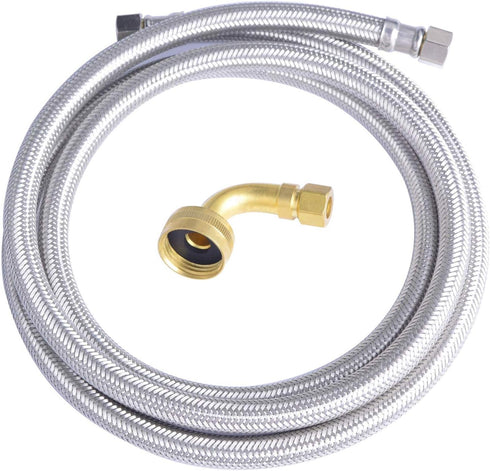 Hydro Master Braided Stainless Steel Dishwasher Connector, 72 Inches, 3/8" Comp x 3/8" Comp