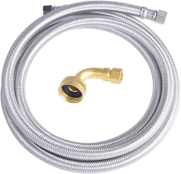 Hydro Master Braided Stainless Steel Dishwasher Connector, 72 Inches, 3/8" Comp x 3/8" Comp