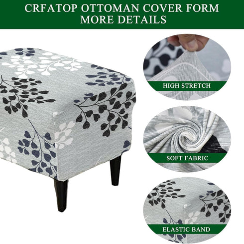 Counter Room,C15 CRFATOP Ottoman Chair Cover Large Ottoman Chair Slipcovers Printed Rectangle Storage Stool Cover