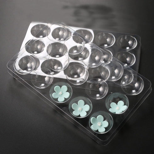 2 Pcs Set 15 Cavity Sugar Flower Fondant Shaping Plate, Plastic Mold