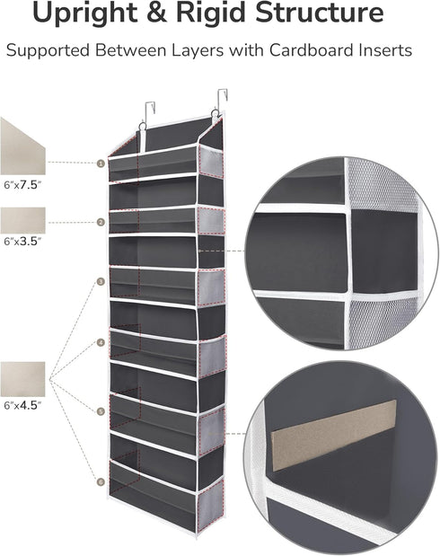 ULG Over The Door Organizer with 6 Large Pockets, 12 Side Pockets, 50lbs Capacity for Bedroom, Bathroom, Pantry