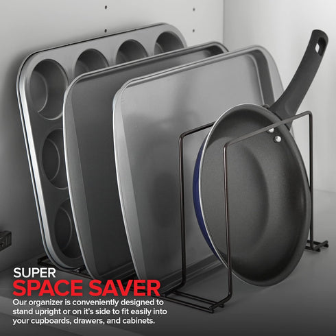 Stock Your Home Bronze Steel Baking Pan Organizer Rack, 2 Pack for Kitchen Storage of Cutting Boards and Cookie Sheets