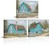 HOMEOART Farmhouse Wall Art - Country Barn Painting Picture, Framed Ready to Hang, 12x16inchx3 (Turquoise)