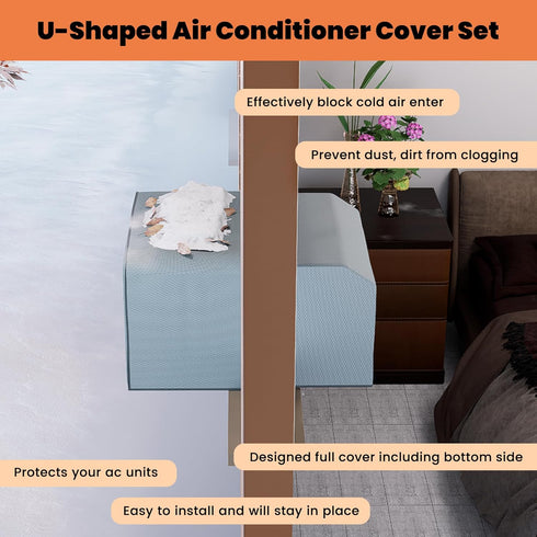 GCGOODS U-Shaped Air Conditioner Cover Set, Outdoor Cover with Foil & Indoor Cover, Full Coverage and Dust-Proof