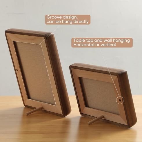 Youncewooder 8x10 5x7/6x8 (8x10,Walnut) Picture Frame with Mat - Rustic Farmhouse Walnut Wood Frame, Wall & Tabletop